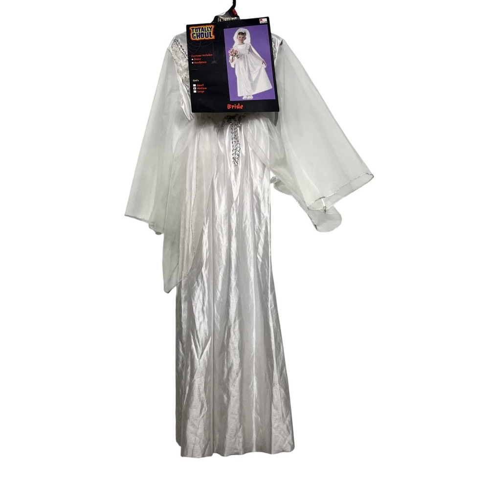 Totally Ghoul Girls Bride Halloween Costume Dress Headpiece Medium 8-10 Kmart